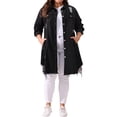 thumbnail image 2 of Agnes Orinda Women's Plus Size Jean Jacket Distressed Long Sleeve Oversized Denim Trucker Coat 2X Black, 2 of 6