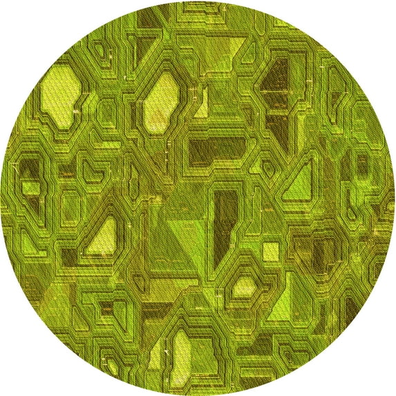Ahgly Company Indoor Round Patterned Acid Green Area Rugs, 4' Round
