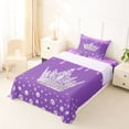 thumbnail image 5 of Erosebridal 3D Princess Crown Twin Sheet Sets,Purple Sequin Print Bedding For Girls Kids 3 Pieces, 5 of 6