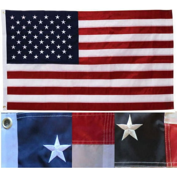 4x6 USA American Flag Nylon Heavy Duty Embroidered Stars Sewn Stripes Grommets