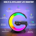 thumbnail image 2 of Intelligent LED Table Lamp, 5 in 1 Wireless Charger Night Light Lamp, App Control Bluetooth Speaker Alarm Clock, Home Office Study Bedside Charging Lamp for Bedroom Home Decor (Black), 2 of 8