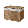 thumbnail image 2 of AYktou Wicker Storage Basket with Lid, Stackable Hand Woven Basket for Storage, Removable Fabric Liner Decorative Organizer Bin Storage Box for Wardrobe Closet & Shelf, Home Organizer Gift Baskets, 2 of 7