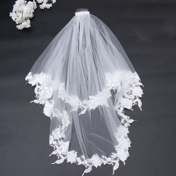 OUNONA Square Mantilla Wedding Veil for Brides Fabric Wedding Veil 1Pack