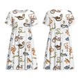 thumbnail image 3 of Bixox Robe d'Été à Manches Courtes pour Femmes Robe Ample Longueur Genou avec Poches-Serpent, 3 of 7