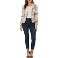 thumbnail image 2 of INSPIRE CHIC Women's Fitted Blazer Notch Lapel Printed Open Front Work Suit Jacket 2XL Beige-Floral, 2 of 8