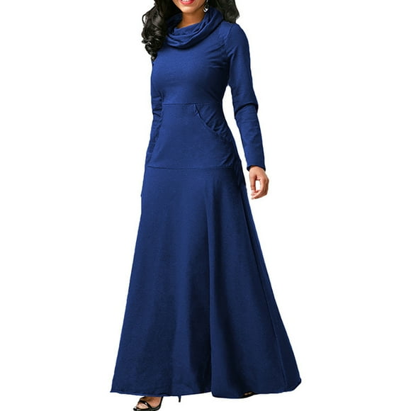 Qarigey Vestido Largo Mujer Color Sólido Noche Noche Fiesta Disfraz Vestidos Azul oscuro L