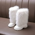 thumbnail image 2 of VNKIDY Girls Kids Solid Color Mid Calf Boots Fuzzy Upper Smooth Leather Thick Sole Warm Shoes For Winter Casual Daily Wear Leisure Footwear, 2 of 7