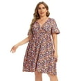thumbnail image 3 of Women's Plus Size Wrap V Neck Short Sleeve Ruffle Hem A Line Short Dress, 3 of 5