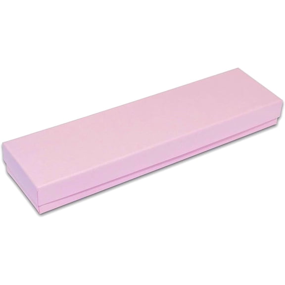 50 Pack Matte Pink Cotton Filled Cardboard Paper Jewelry Gift Boxes - For Necklace, Bracelet Watches, Anklet, Rosary and Pen Jewelry Gift Packaging Display Presentation Box Size-8.0" x 2.0" x 1.0"