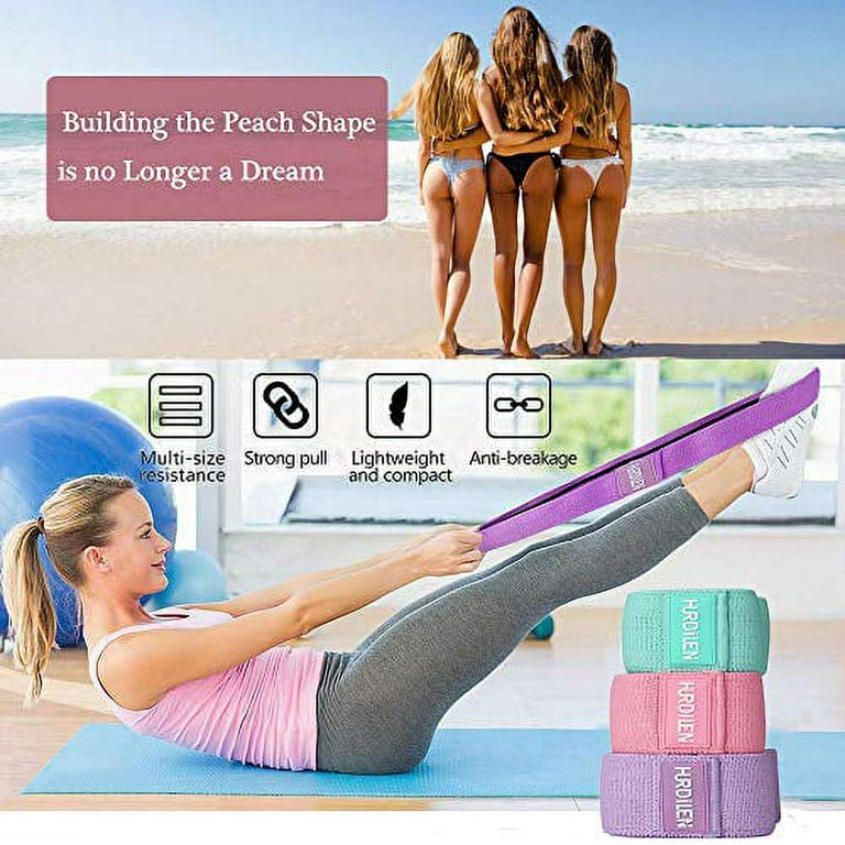 Hurdilen Resistance Bands Loop Exercise Bands,Workout Bands Hip Bands Wide  Resistance Bands Hip Resistance Band for Legs and Butt,Activate Glutes and  Thigh (Pink,Light Purple,Green) 