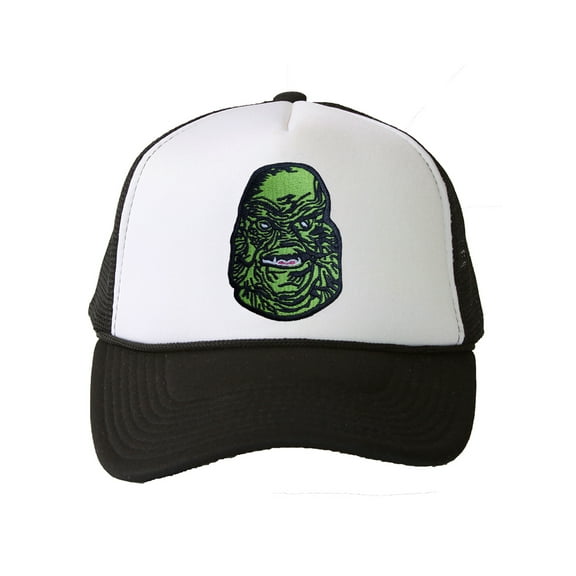 Trucker Mesh Vent Snapback Hat, Creature 3D Patch Embroidery Black