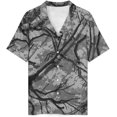 thumbnail image 3 of PRIYAL Grey Hunting Camouflage Pattern Mens Short Sleeve Pajama Set Satin Silk Sleepwear 2 Piece Pjs Loungewear, 3 of 6