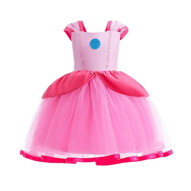2 Colores Princesa Melocotón Super Mario Bros Vestido De Malla Belleza Y Bestia Disfraz Belle Para Niñas Halloween Navidad Regalo De Cumpleaños Niños Terno