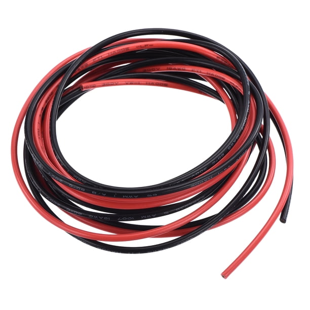 Cable de conexión de PVC de 18 AWG 1.5m/5ft 18AWG flexible UL1007 Negro Rojo, diámetro de 2mm