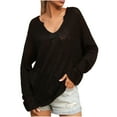 thumbnail image 1 of DPTALR Femmes Casual Solide V-Cou Pulls Manches Longues Tricot Pulls, 1 of 8