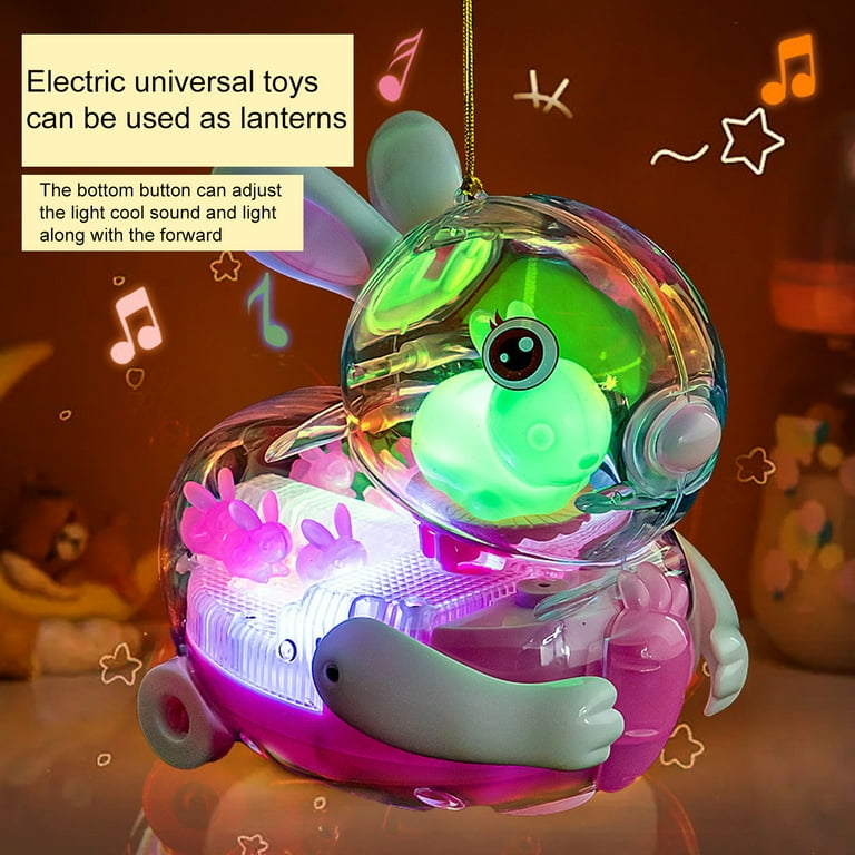 Hesroicy Flash Music Toy Lovely Adorable Universal Wheel Eco friendly Entertainment Attract Attention Vivid Color Rabbit Shape Electric Toy Children
