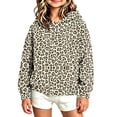 thumbnail image 2 of Falkdiz Hooded Sweatshirts for Girls Leopard Print Cute Pullover Warm Outdoor Gifts Hoilday School Long Sleeve Girls Tops , Dark Gray , Size: 11-12 Years, 2 of 6