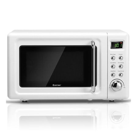 Retro Microwave Oven 700W, 0.7 Cu.Ft Countertop Microwave with 5 Power Levels & Auto Cooking, Compact Kitchen Microwave for Dorm, Studio, RV