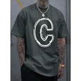 thumbnail image 6 of Simple and fashionable C-letter printed men's round neck short sleeved T-shirt, comfortable and breathable casual sports top suitable for spring and summer vacation leisure, 6 of 9
