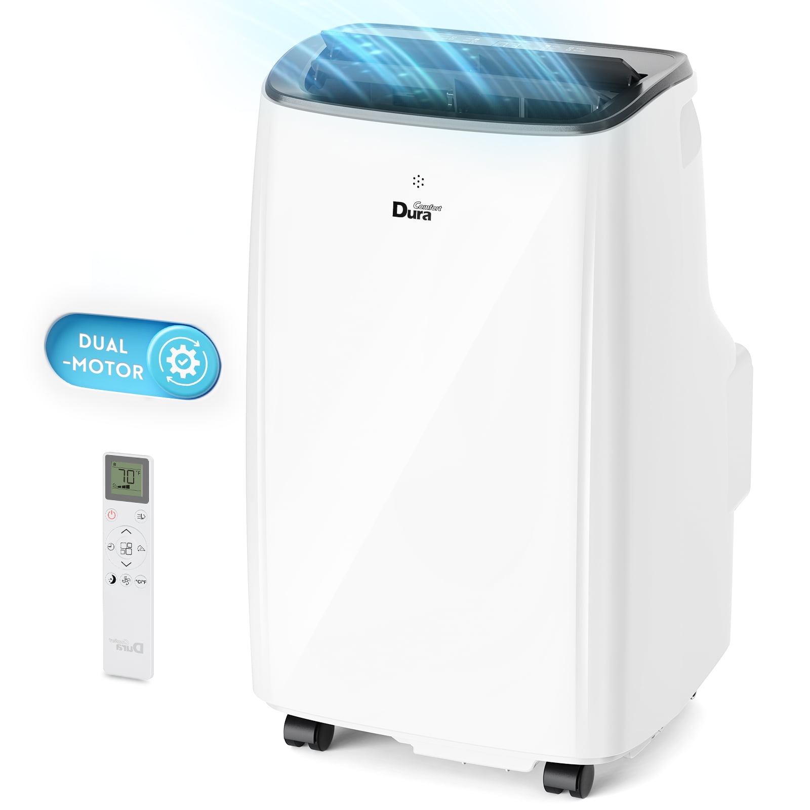 DuraComfort 12000 BTU Portable AC Unit for Apartment up to 300 Sq.Ft, Cooling with Remote, Dehumidifier and Fan, 6550 BTU (SACC), White