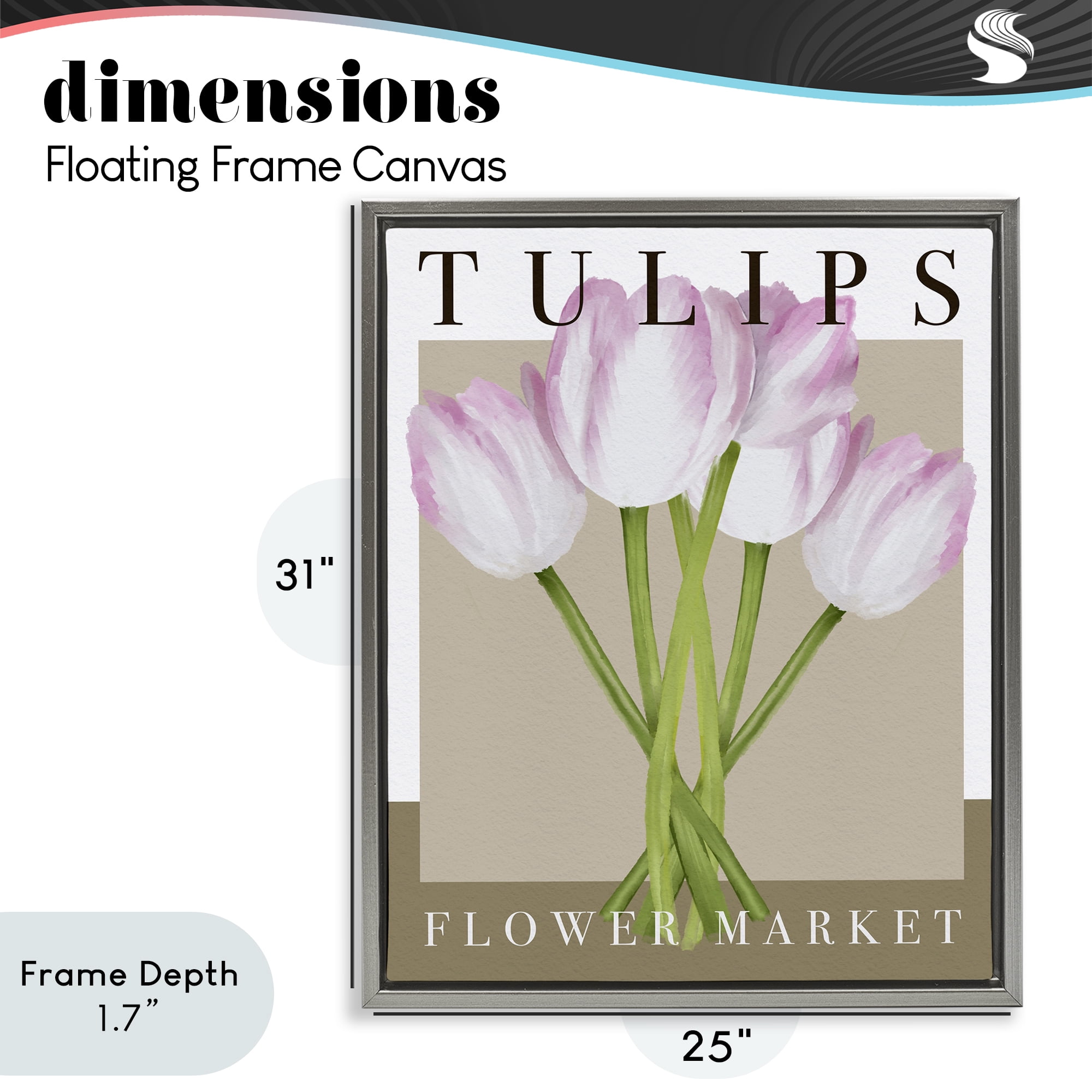 Stupell Industries Tulips Flower Market Gray Framed Floater Canvas Wall Art, design by Jennifer Stith