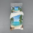 thumbnail image 2 of Ambesonne Exotic Bedding Set 4 Pcs, Panoramic View Beach, Queen, Pale Brown Turquoise, 2 of 3