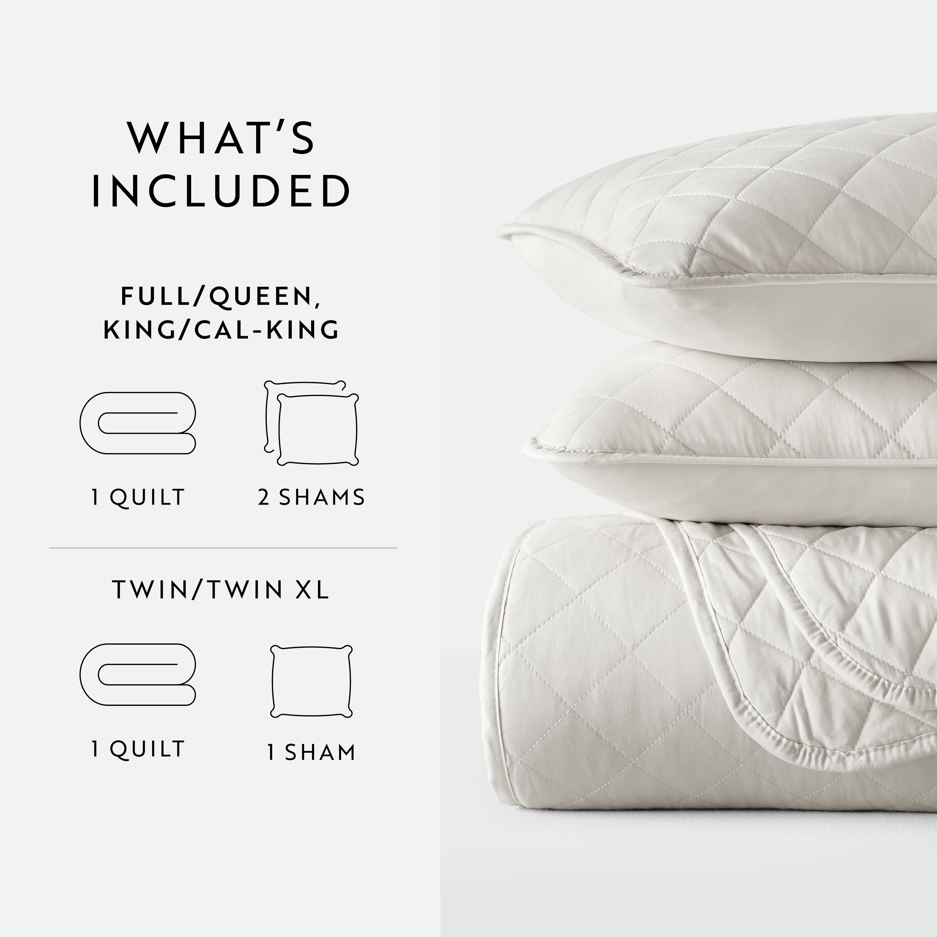 Noble Linens 3-Piece Natural Diamond Quilt Set, Twin / Twin XL