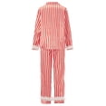 thumbnail image 4 of Gupgi Pyjama pour Femmes 2 Pcs Tenue d'Intérieur à Rayures Rouges Vêtement de Nuit Manches Longues Hauts à Boutons et Pantalons, 4 of 8