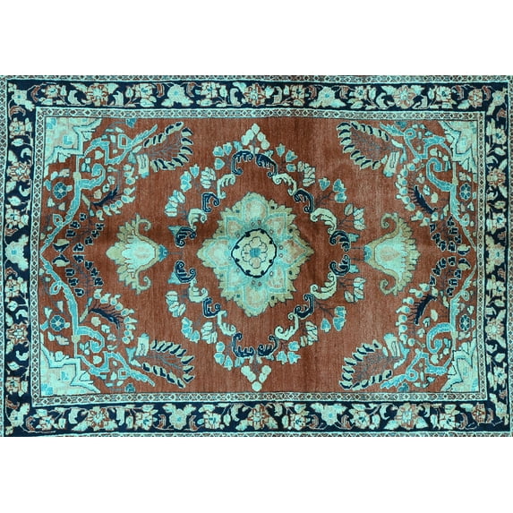 Ahgly Company Indoor Rectangle Persian Light Blue Traditional Area Rugs, 3' x 5'