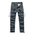 thumbnail image 6 of Jinhomg Mens Outdoor Cargo Pants Big and Tall Comfy Elastic Drawstring Waist Work Pants Heavyweight Full Length Hiking Pants with Multi Pockets Lighten Gray XXXXL, 6 of 9