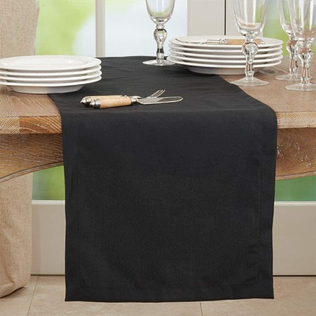 Fennco Styles Classic Everyday Design Solid Color Table Runner 16 x 120 Inch - Black Table Cover for Home Décor, Banquets, Family Gathering and Special Occasion