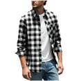 thumbnail image 3 of LWITHSZG Jackets for Men Boys Trendy Long Sleeve Button Down Plaid Shacket Dad and Son Matching Shirts Spring Fall Lightweight Going Out Tops Size Dad:XXXL, 3 of 10