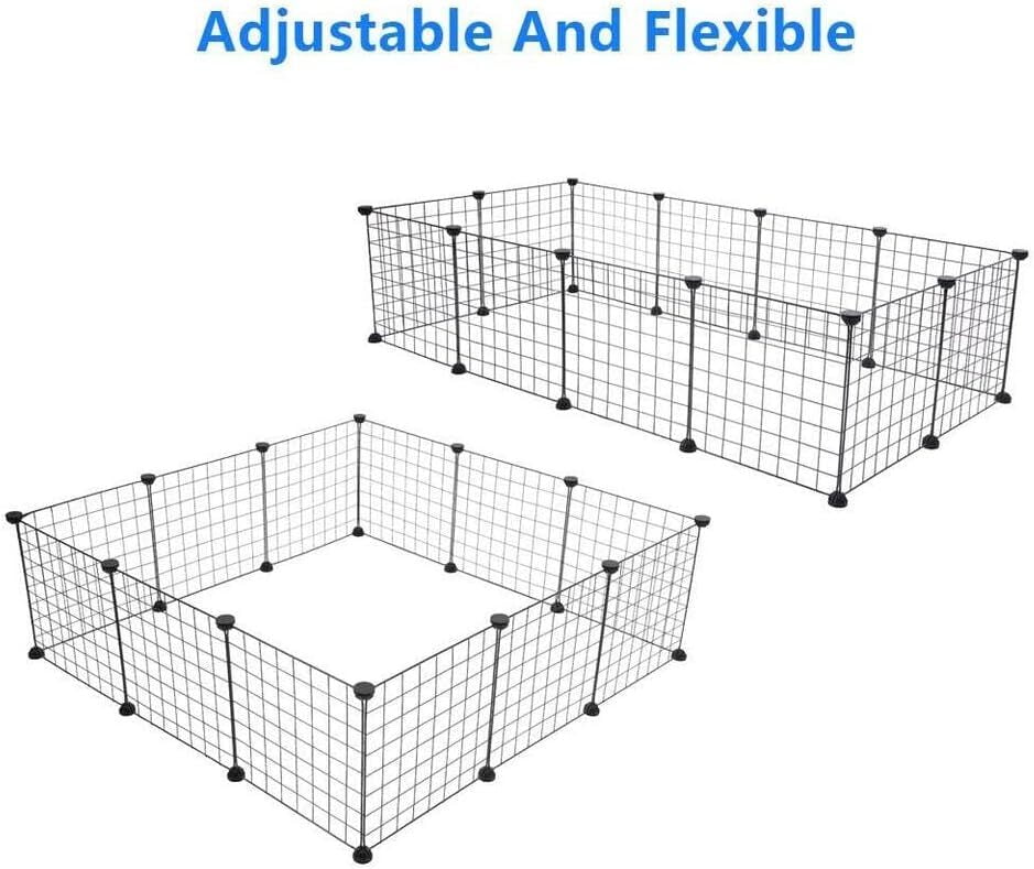DIY Small Animal Pet Playpen, Guinea Pig Cages, Rabbit Playpen, Dog/ Puppy Playpen, Indoor Portable Metal Wire Yard Fence, 14.5X14.5 Inch, 12 Panels, Black