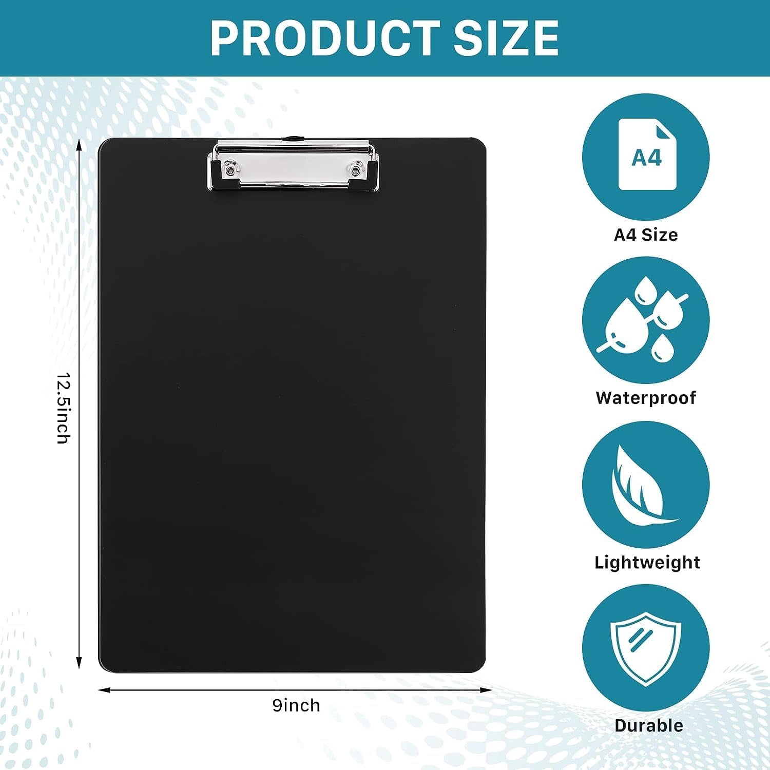 15 Pack Plastic Clipboards,Clip Boards Plastic Clipboard,Clip Board with Low Profile Clip,12.5x9 Inch Black Clipboard,Standard A4 Letter Size Clipboards for Classroom Office School Business Use