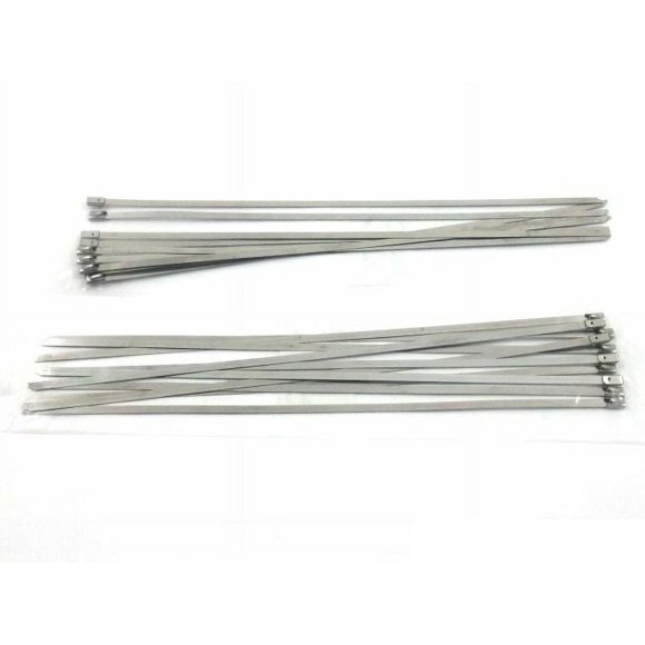 20 Pc Stainless Steel Metal Cable Zip Tie Strap Locking Exhaust Pipe Header 12"