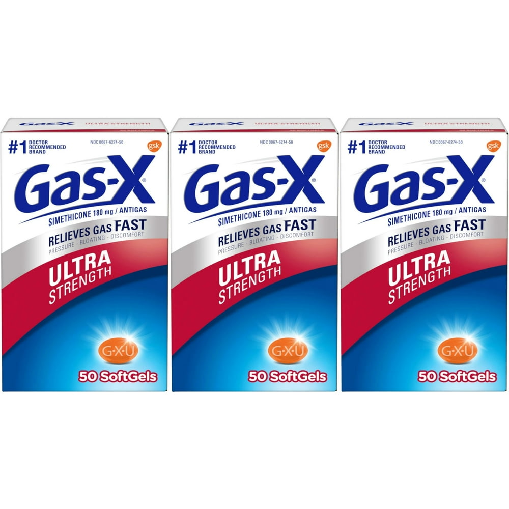 3 Pack GasX Softgels Ultra Strength 50 Soft Gels Each