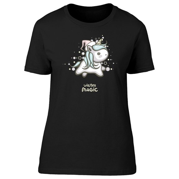 Winter Magic, Cute Unicorn Tee Women's -Image by Shutterstock