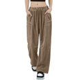 thumbnail image 4 of Women's Casual Wide Leg Dress Pants Flattering High Waisted Pleated Flare Trousers with Adjustable Drawstring for Daily Wear, 4 of 7