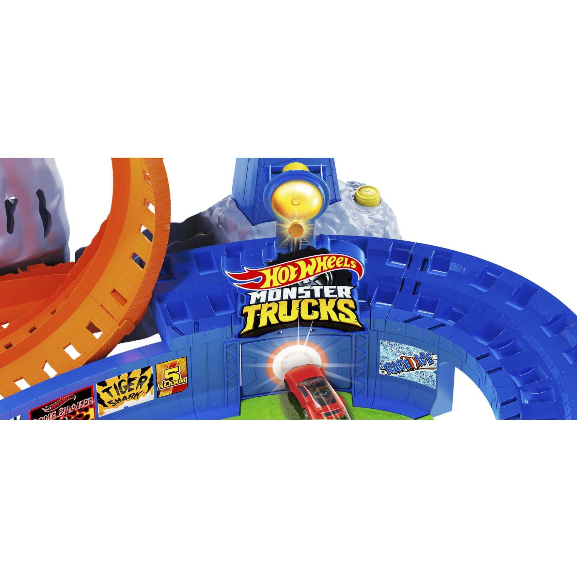 Hot Wheels Monster Trucks T-Rex Volcano Arena Playset with 1 Toy Truck & 1 Toy Car