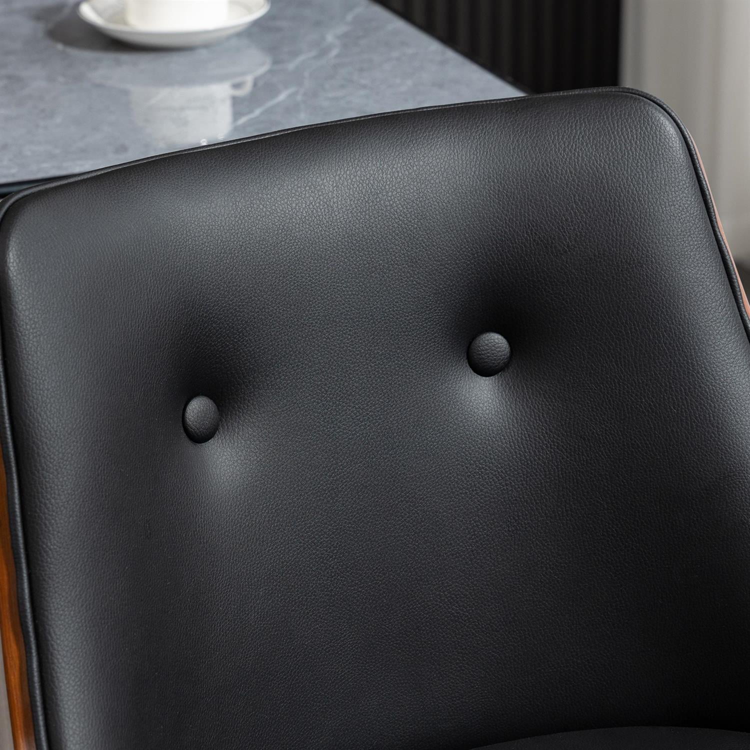 Demi Bonn Adjustable Height Bar Stools Set of 2, PU Leather Swivel Seating with Footrest & Tufted Back for Home Entertainment, Black