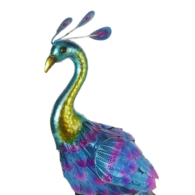 Alpine Corporation, Embossed Metal Tail Open Peacock Decor, Model# JUM232