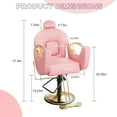 thumbnail image 3 of Historyli Reclining Barber Salon Chair,360°Swivel Barber Chair with Heavy Duty Hydraulic Pump for Hair Stylist Barbershop Home Spa Shampoo,Pink, 3 of 7