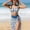 Blue, variant on OGLCCG Girl's 3 Piece Swimsuit Tropical Floral Printed Spaghetti Strap Bikini Set with Cover Up Skirt Teens Girls Summer Beach Swimwear 13-16 Years
