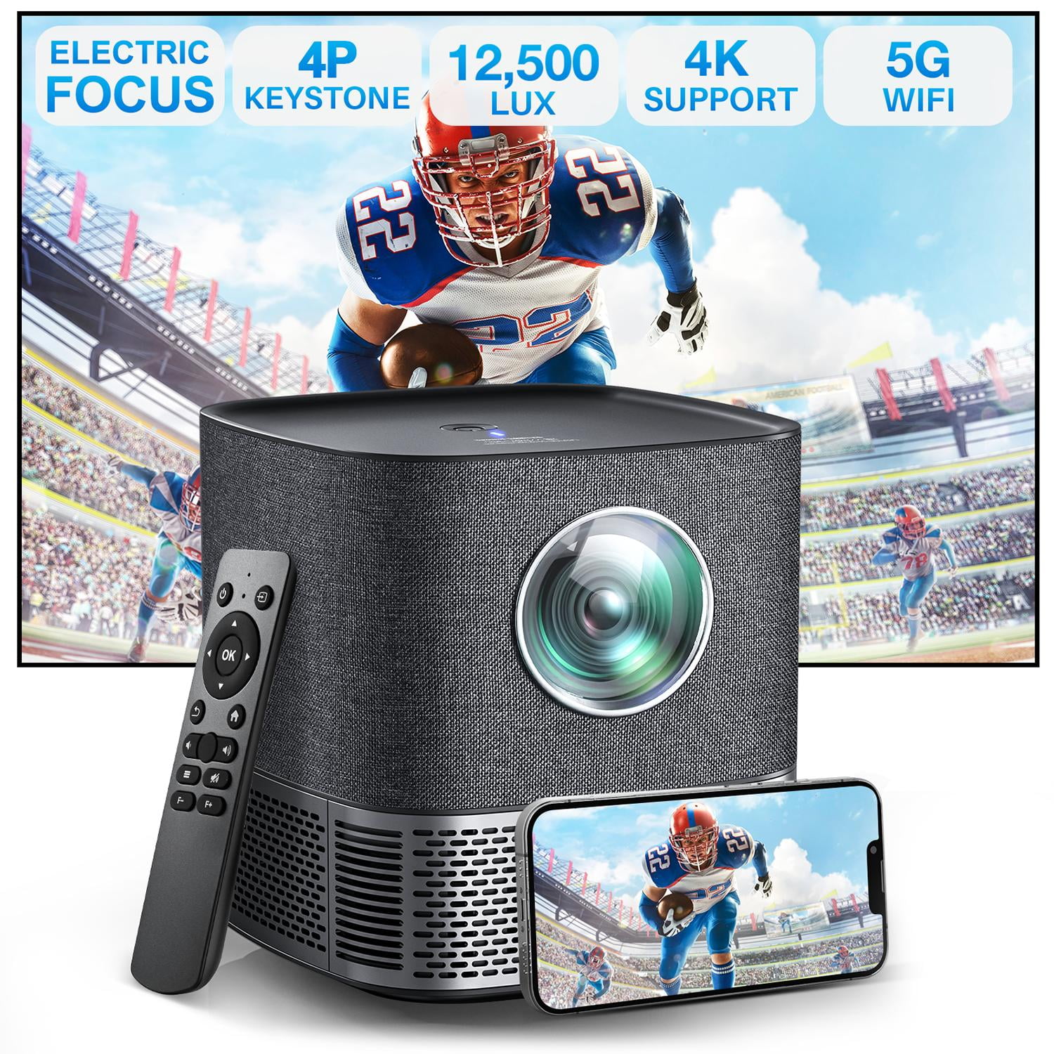 Mini Projector 1080P Portable Projector, Compatible with iOS/Android/ Windows/TV/USB, Black
