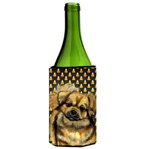 Tibetan Spaniel Candy Corn Halloween Portrait Wine bottle sleeve Hugger - 24 oz.