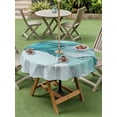 thumbnail image 2 of Round Outdoor Tablecloth With Umbrella Hole And Zipper– Turquoise Marble Texture Waterproof Patio Table Cover for Party, Picnic, Backyard, 50" Dia. , Green Abstract Art, 2 of 8