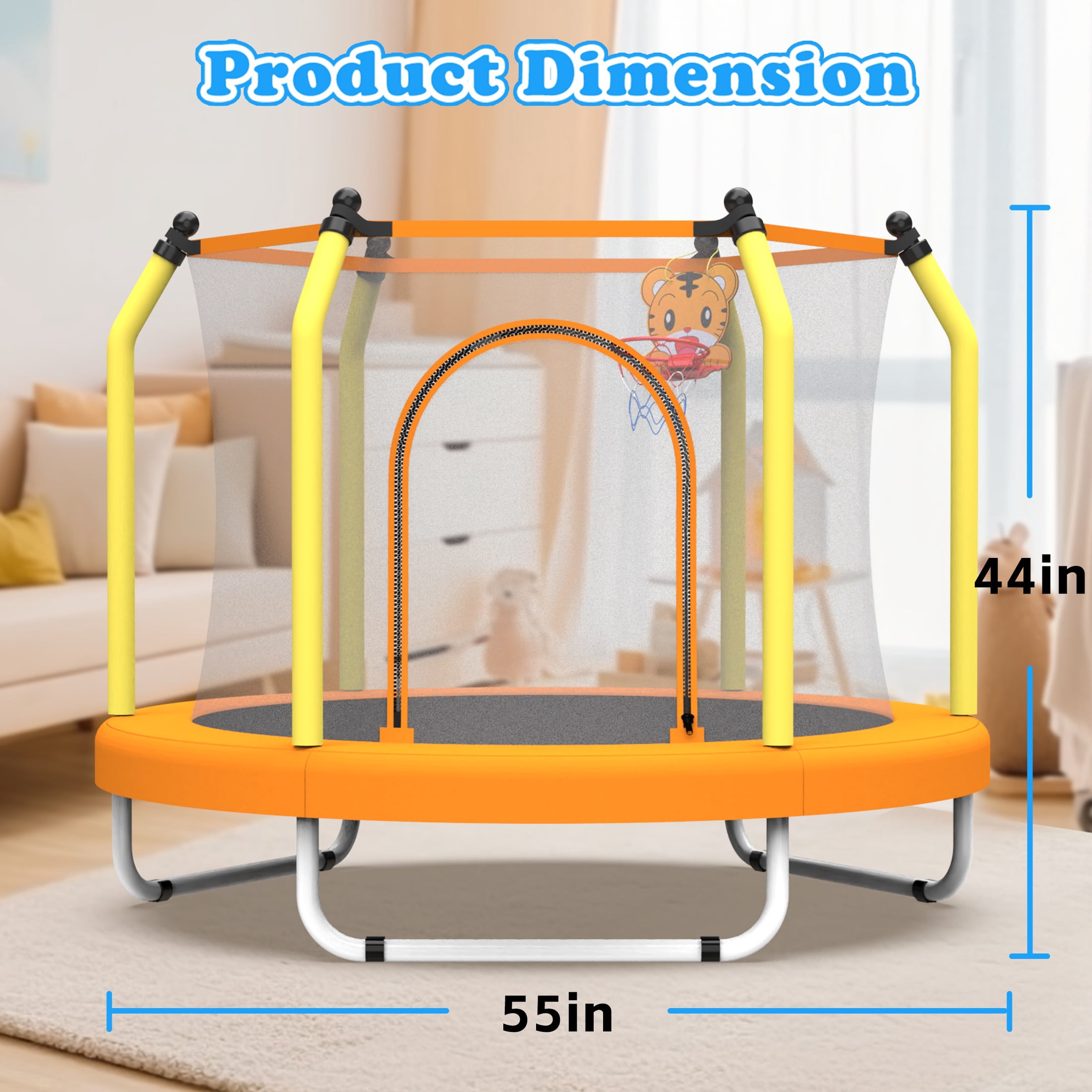 55'' Toddler Trampoline for Kids, SEGMART Kids Trampoline with Enclosure Net and Balls, Indoor Outdoor Mini Small Trampoline Birthday Gifts for Boys and Girls Age 3 Months and up