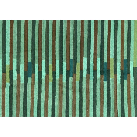 Ahgly Company Indoor Rectangle Southwestern Turquoise Blue Country Area Rugs, 4' x 6'