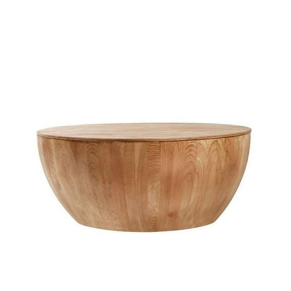Shunda K Bucket Shaped Solid Wood Coffee Table, Natural