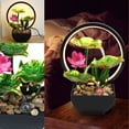 thumbnail image 4 of YOPTOP Tabletop Fountain 3-Tiers Lotus Leaf Small Waterfall Fountains Indoor Water Fountain with Rocks and LED Ring Lights Desktop Fountains for Meditation Relaxation, 4 of 8